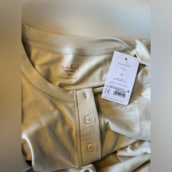 Beige ingrid + isabel Henley maternity top - Picture 3 of 3